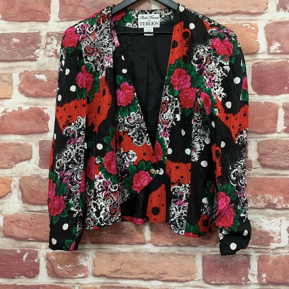 Rickie Freeman For Teri Jon Jacket Women's Size 14 Silk Multicolor Floral Blazer - Picture 1 of 9